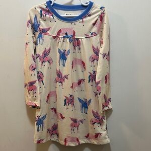 Hatley Cream Nightgown Dress with Pink and Blue Unicorns